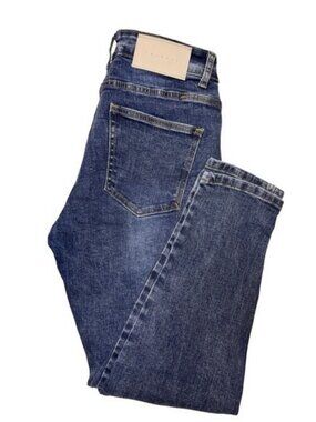 YoungLA 607 Mens Skinny Distressed Dark Wash Denim Jeans 30x28 Blue